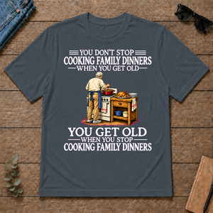 Old Man Don't Stop Cooking Family Dinner - dark-heather - TS2D-DarkHeather