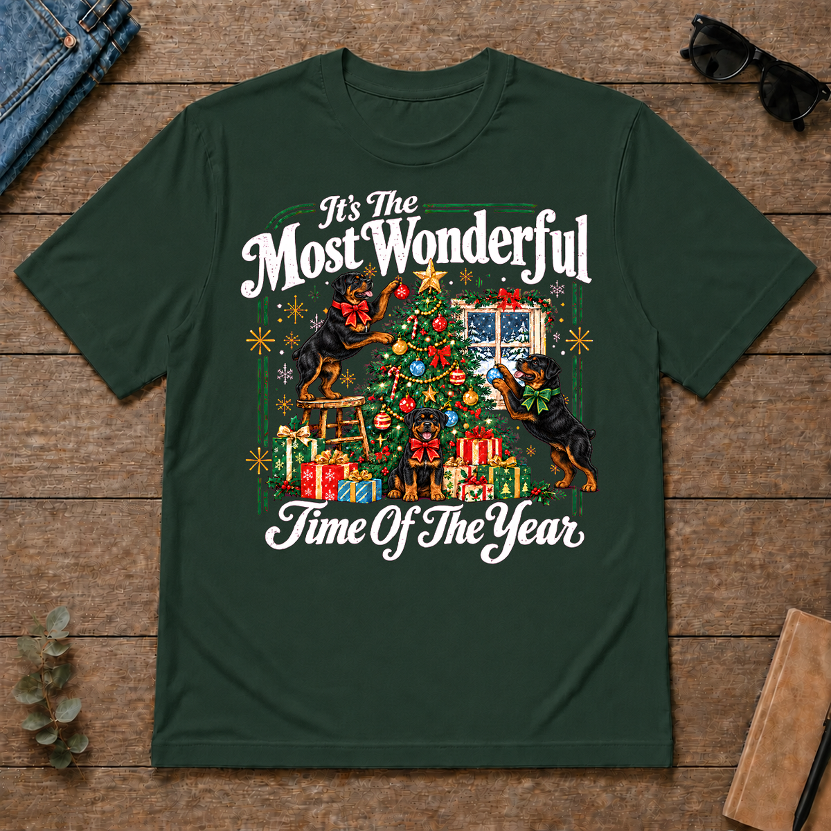 Wonderful Christmas Rottweiler - forest-green - TS2D-ForestGreen