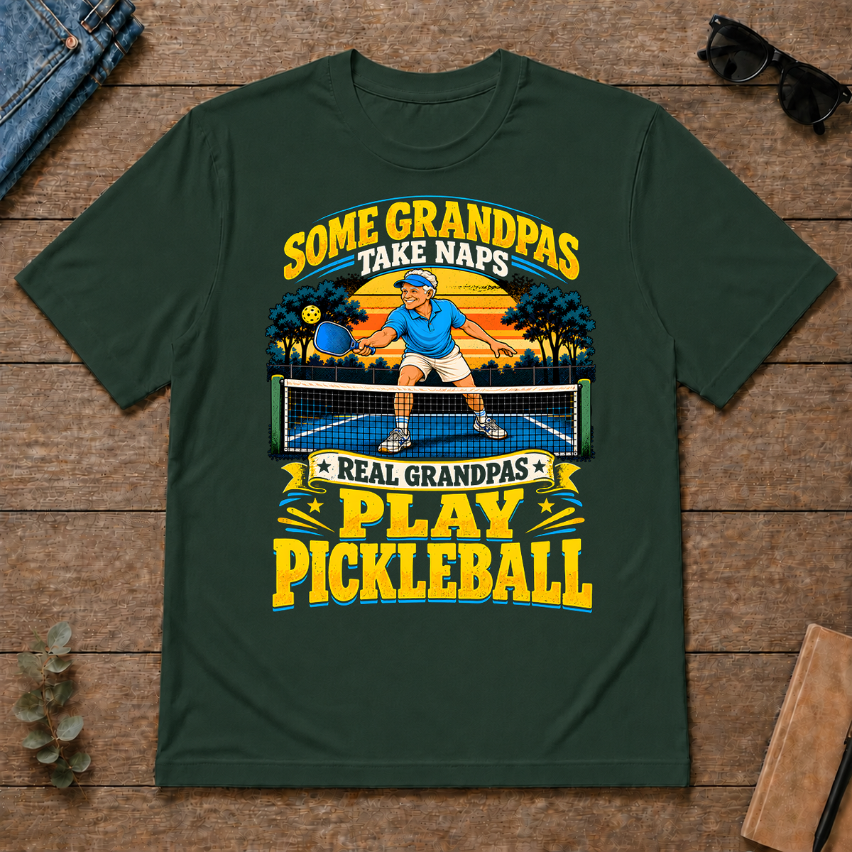 Real Grandpas Play Pickleball - forest-green - TS2D-ForestGreen