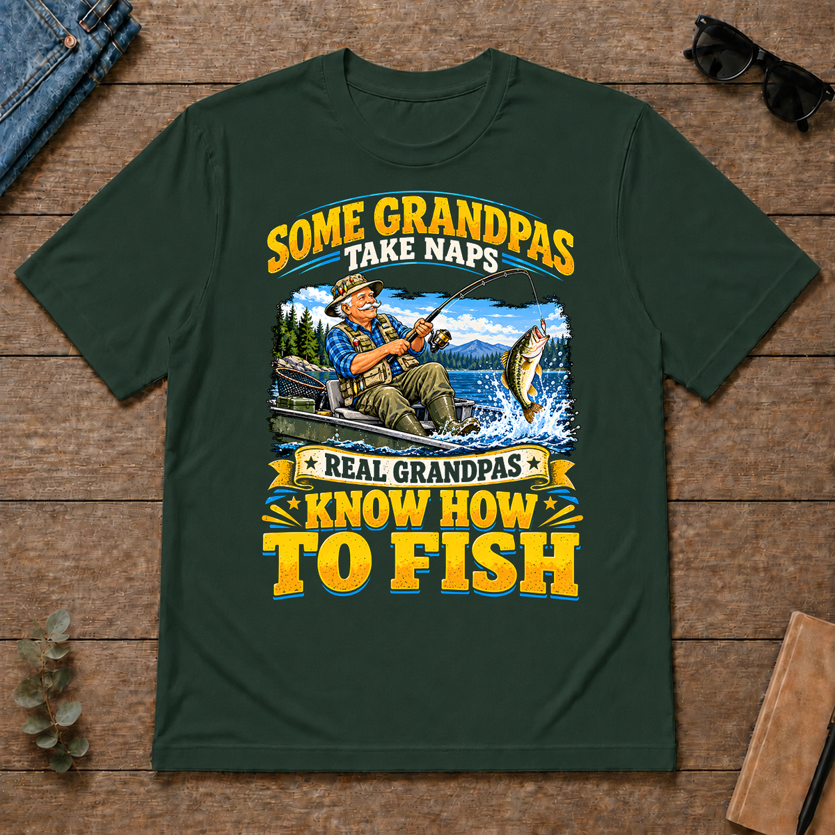 Real Grandpas Know How To Fish - forest-green - TS2D-ForestGreen