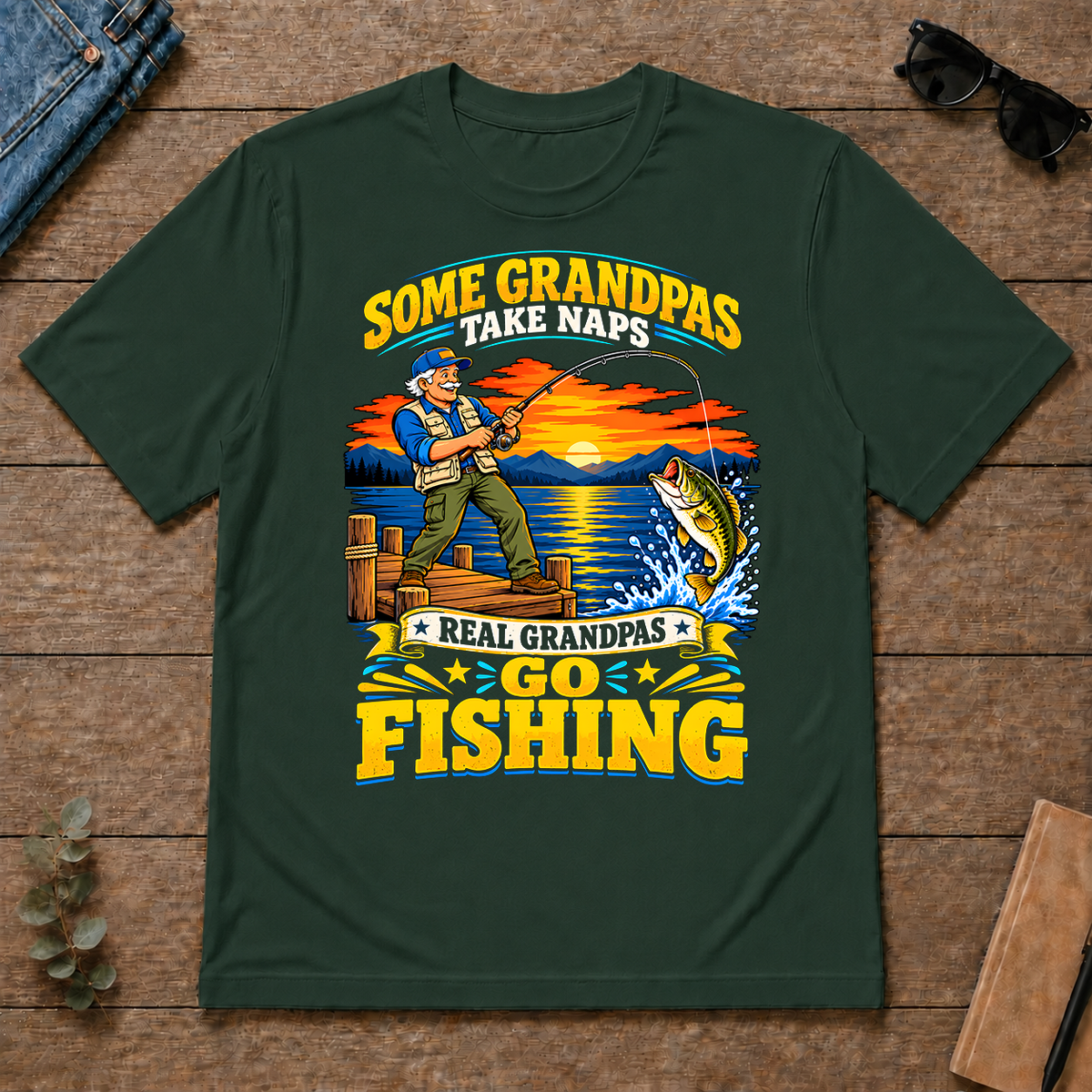 Real Grandpas Go Fishing - forest-green - TS2D-ForestGreen