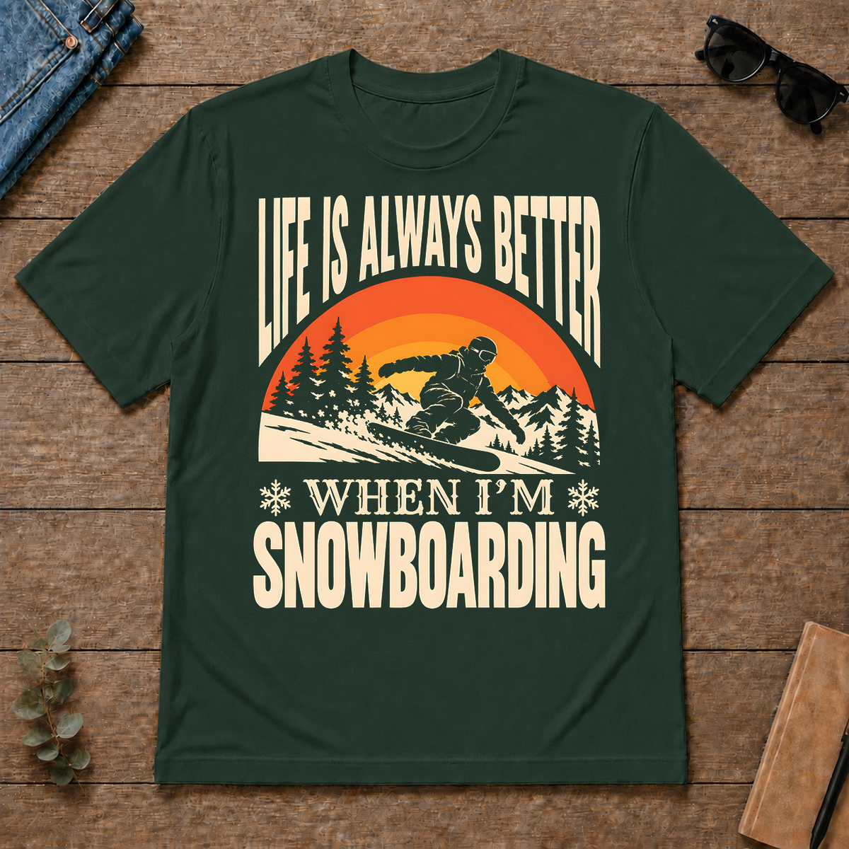 Vintage Life Is Always Better When I Am Snowboarding - forest-green - TS2D-ForestGreen