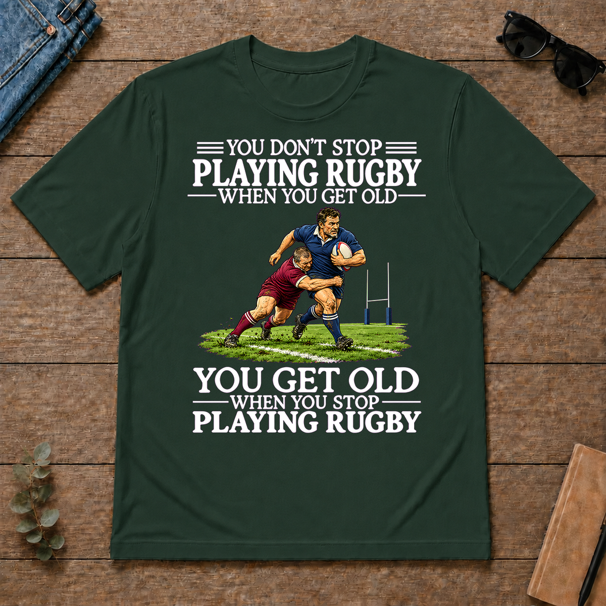 Old Man Don't Stop Rugby - forest-green - TS2D-ForestGreen