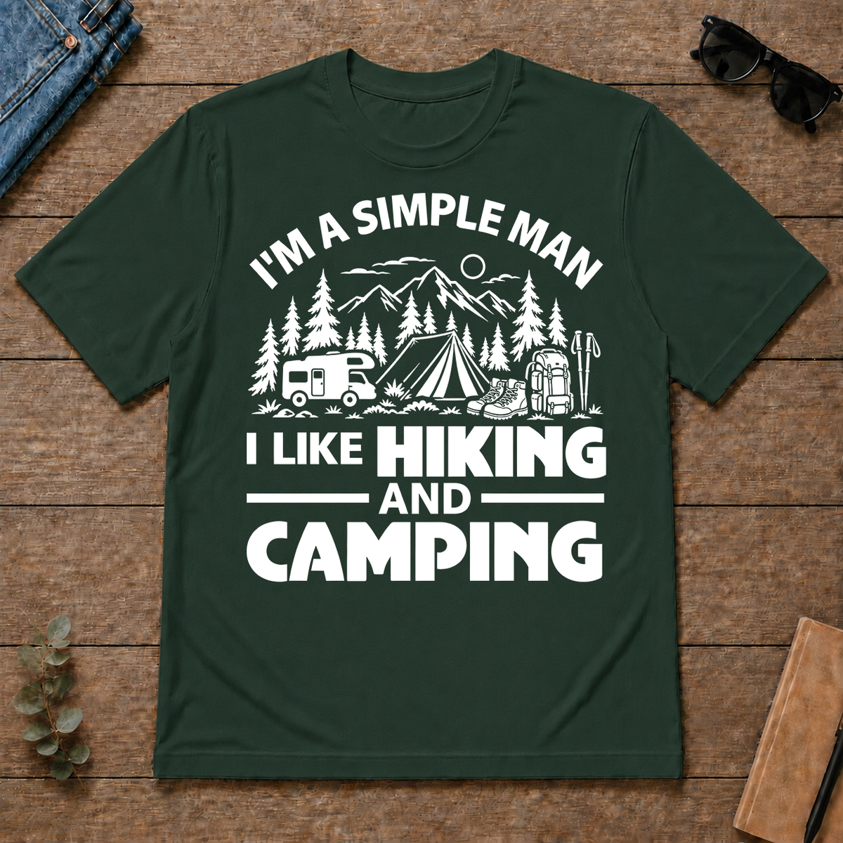 I Like Hiking And Camping - forest-green - TS2D-ForestGreen
