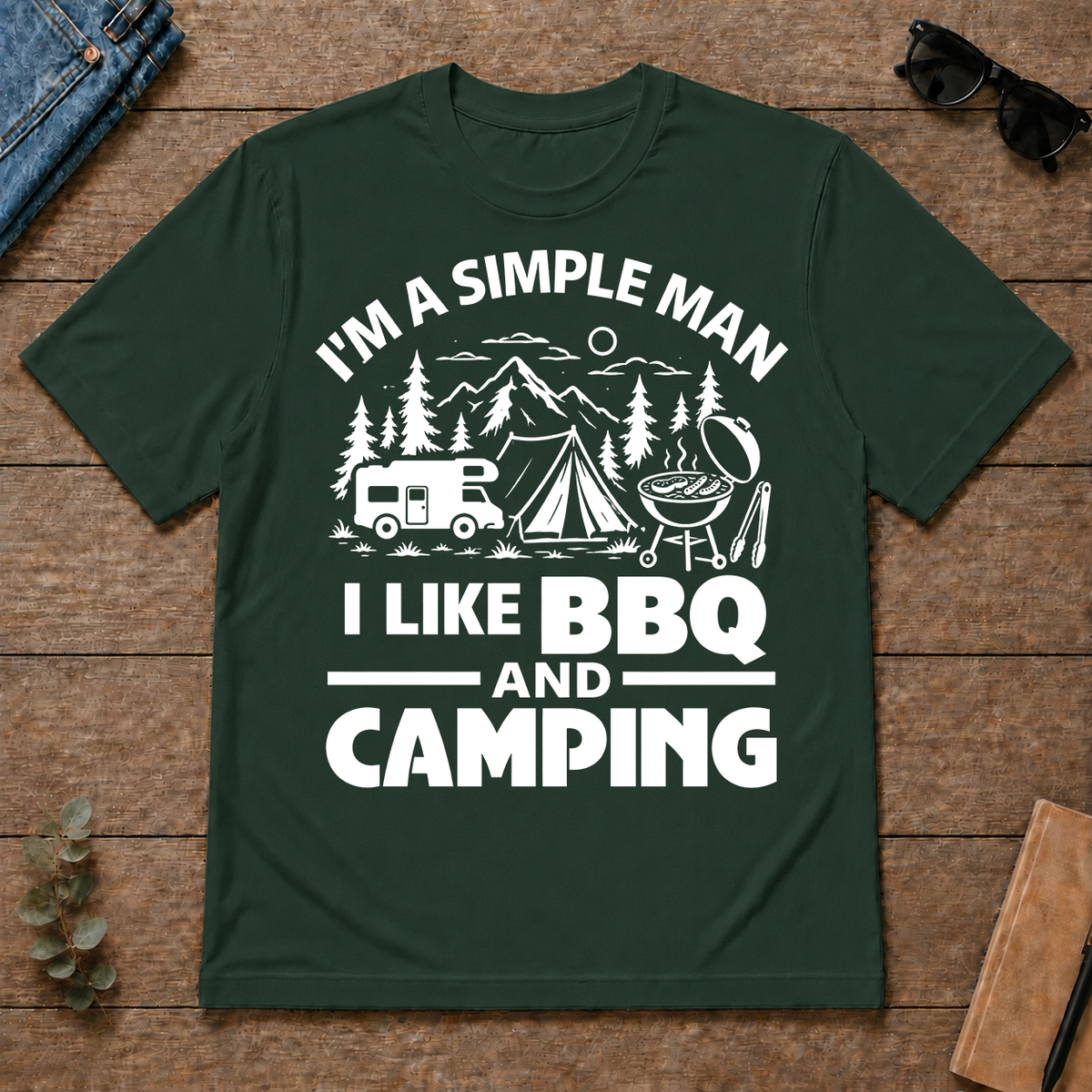 I Like BBQ And Camping - forest-green - TS2D-ForestGreen