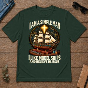 I Like Model Ships & Believe In Jesus - forest-green - TS2D-ForestGreen