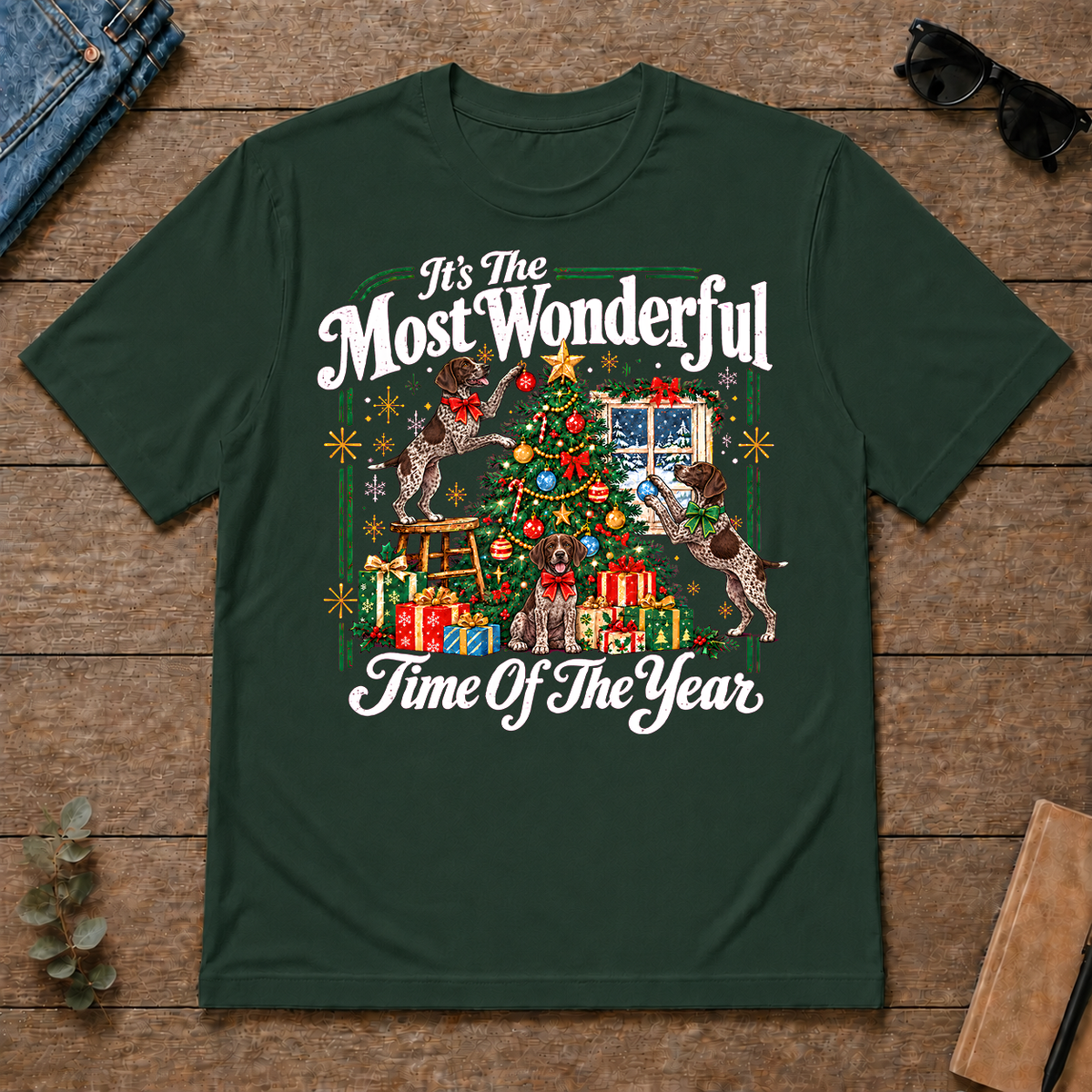 Wonderful Christmas German Shorthaired Pointer - forest-green - TS2D-ForestGreen