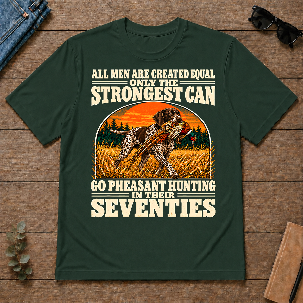 Pheasant Hunting Seventies Vintage - forest-green - TS2D-ForestGreen