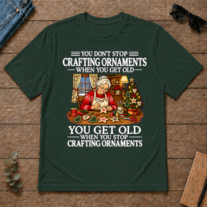 Old Woman Don't Stop Crafting Ornaments - forest-green - TS2D-ForestGreen