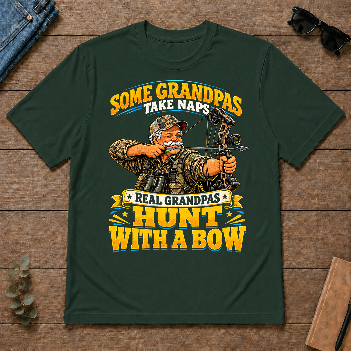 Real Grandpas Hunt With A Bow - forest-green - TS2D-ForestGreen