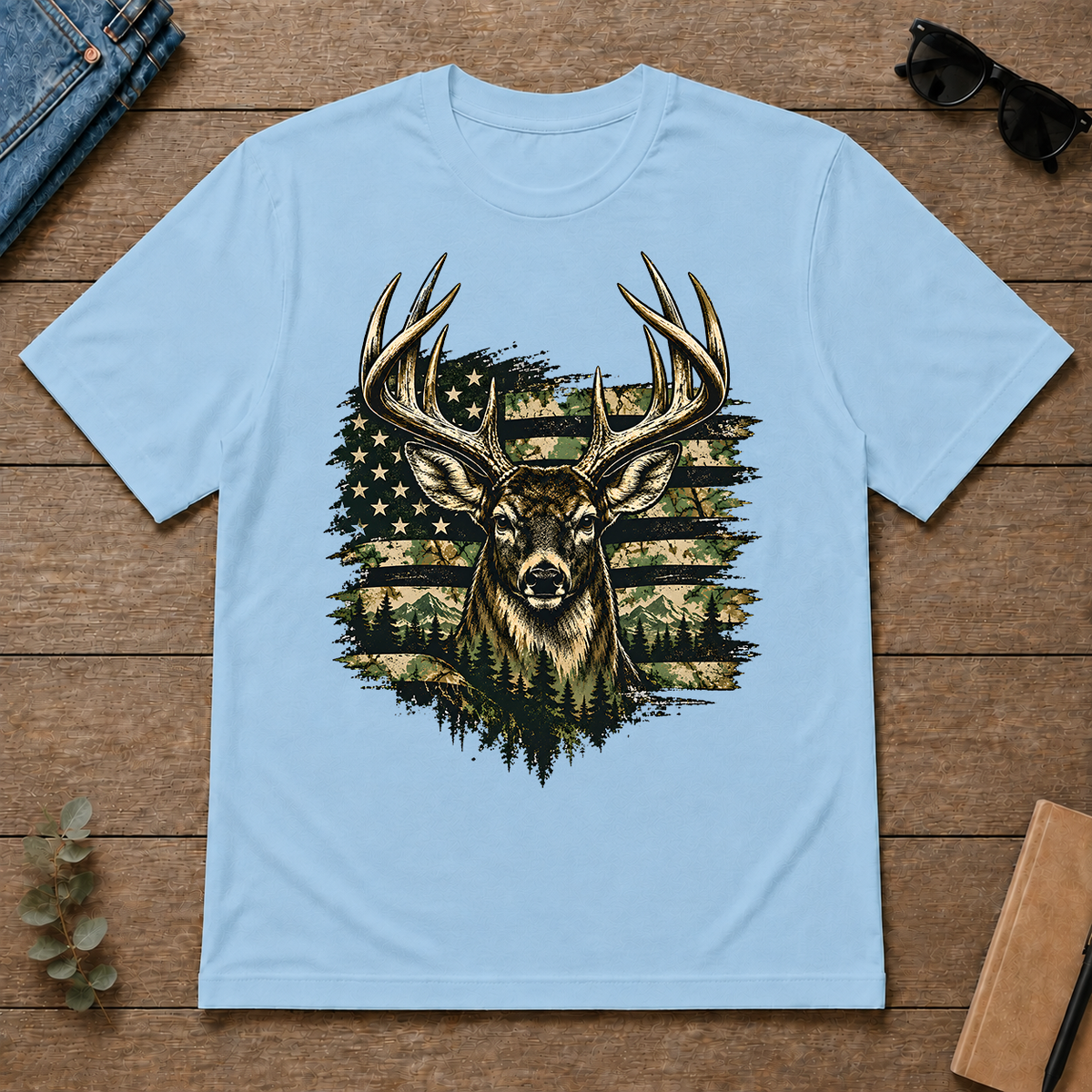 Deer America - light-blue - TS2D-LightBlue