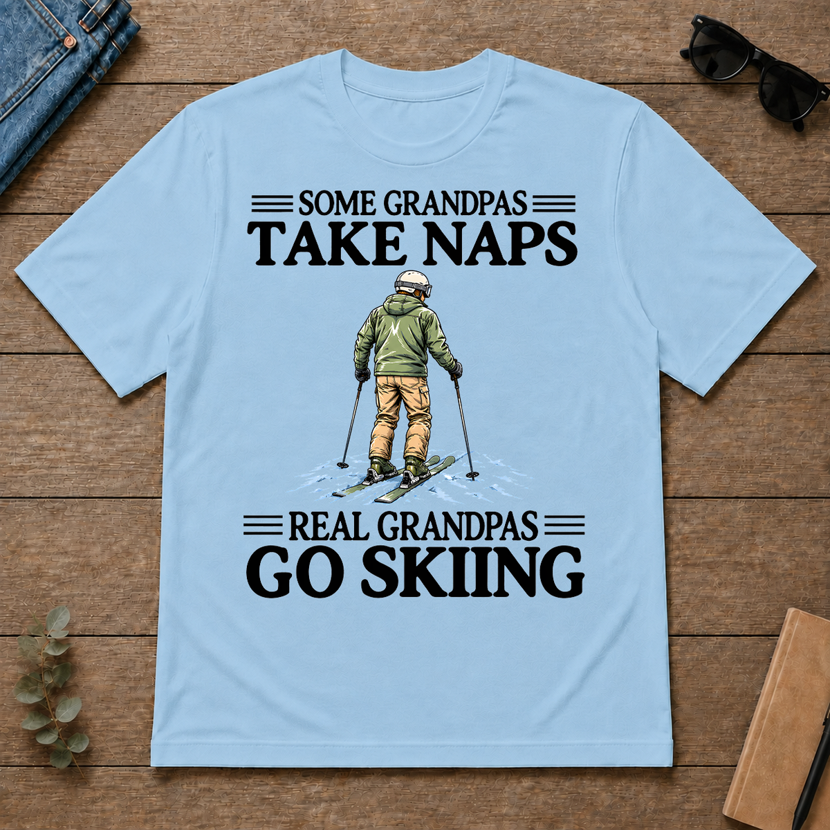 Real Grandpas Go Skiing Vintage - light-blue - TS2D-LightBlue