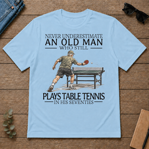An Old Man Who Still Plays Table Tennis In His Seventies - light-blue - TS2D-LightBlue