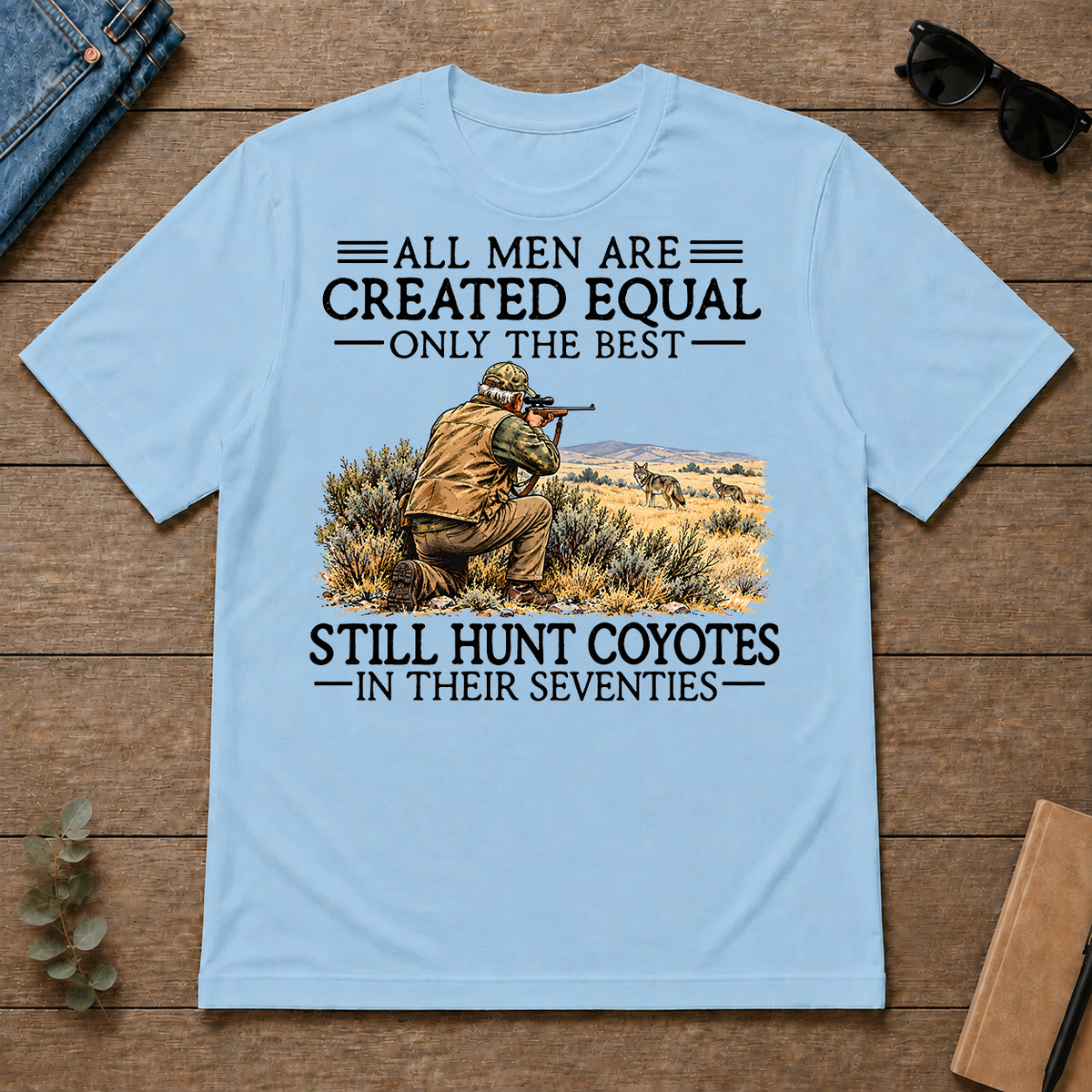 All Men Are Created Equal Coyote Hunting 70s - light-blue - TS2D-LightBlue