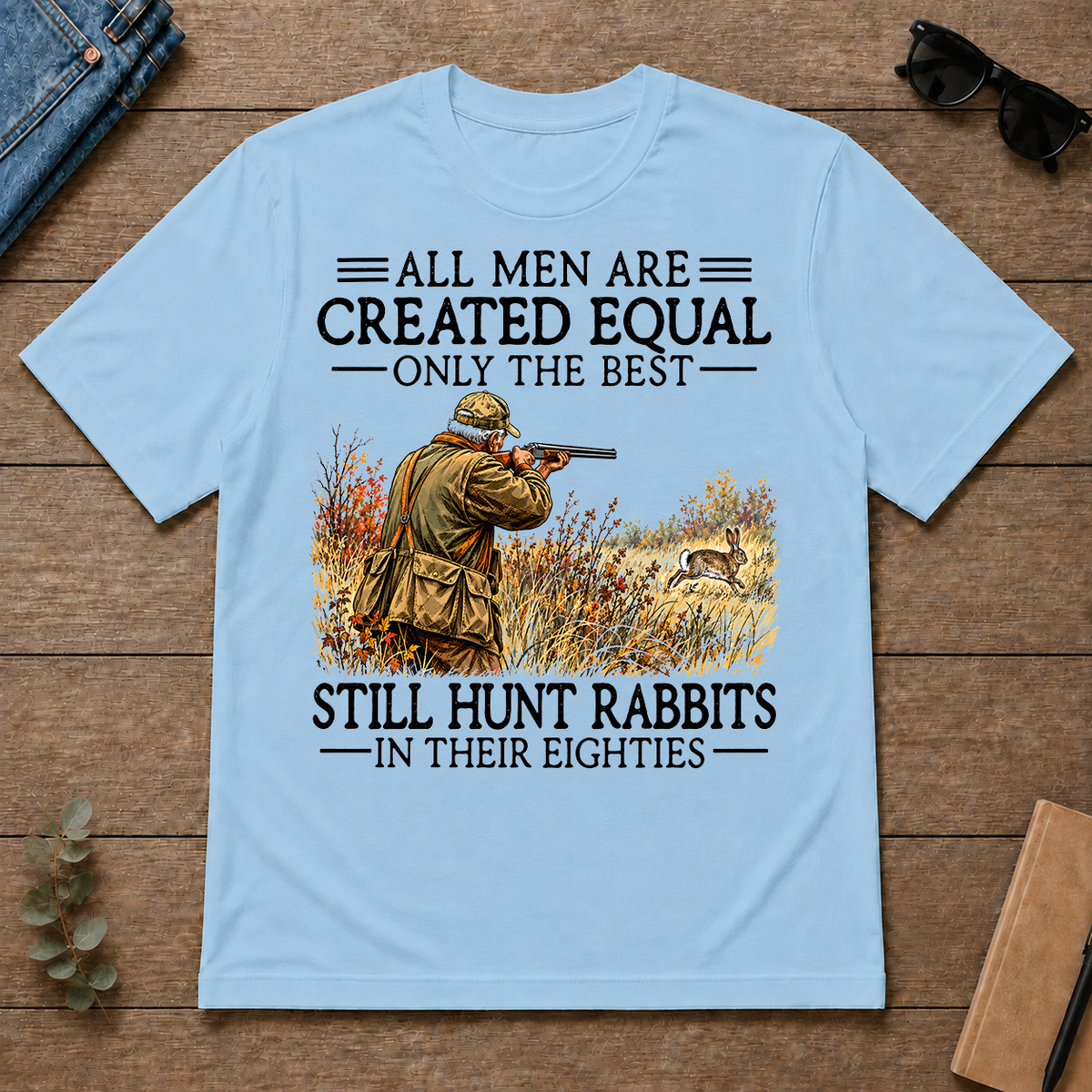 All Men Are Created Equal Rabbit Hunting 80s - light-blue - TS2D-LightBlue