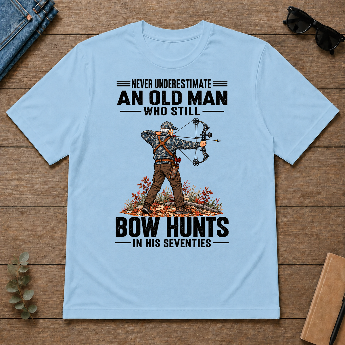 An Old Man Still Bow Hunts In His 70s - light-blue - TS2D-LightBlue