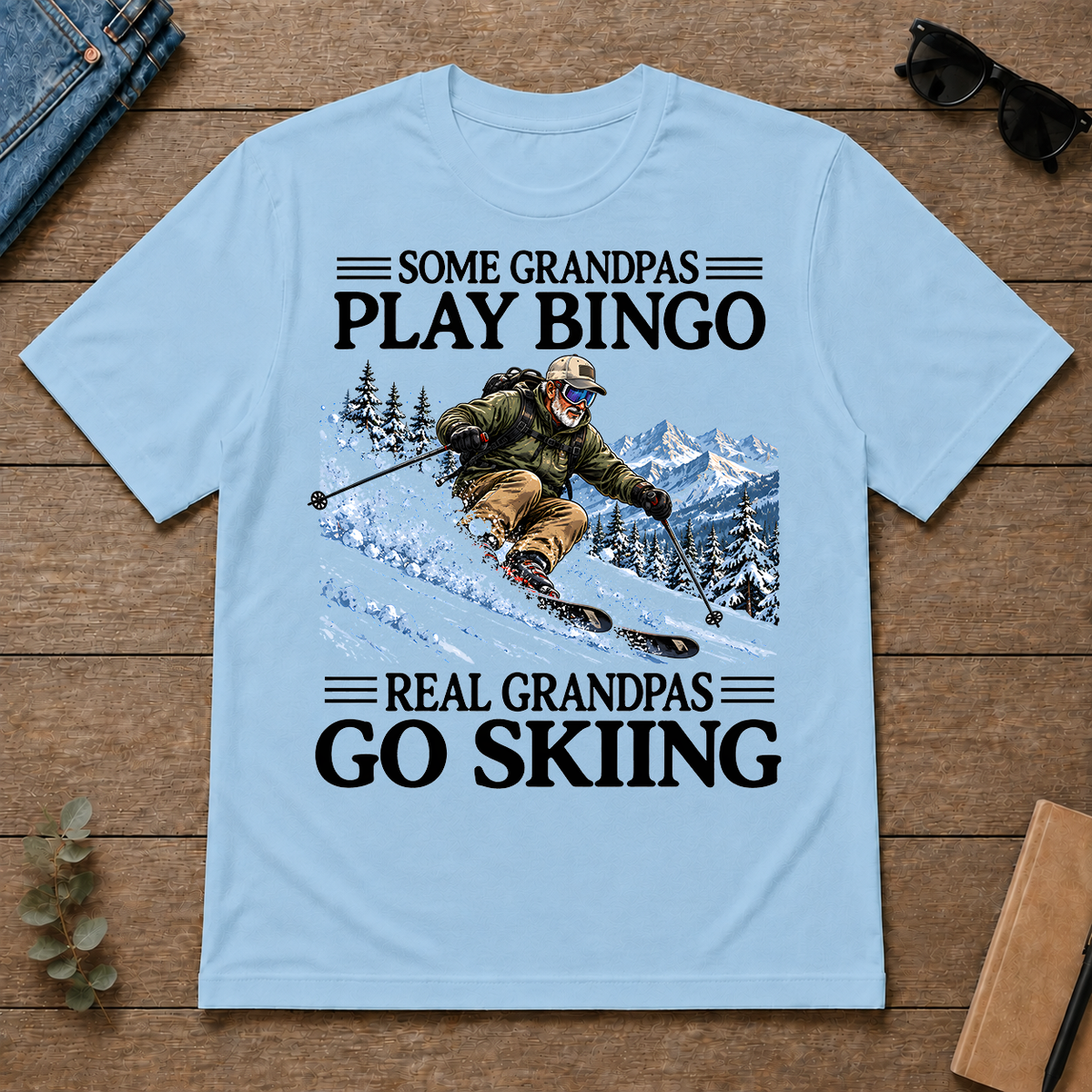 Some Grandpas Play Bingo Real Grandpas Go Skiing - light-blue - TS2D-LightBlue
