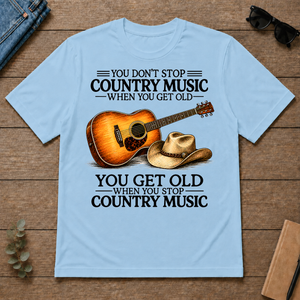 Don't Stop Playing Country Music Vintage Art - light-blue - TS2D-LightBlue