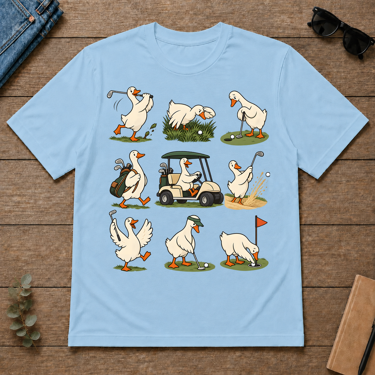 Funny Ducks Playing Golf - light-blue - TS2D-LightBlue