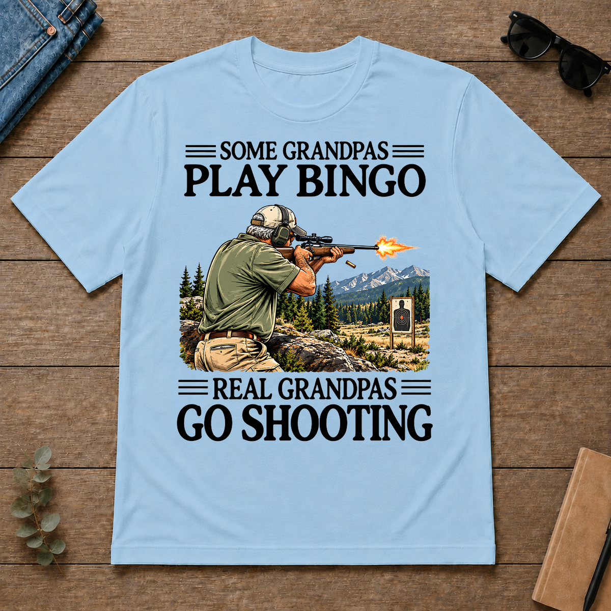 Some Grandpas Play Bingo Real Grandpas Go Shooting - light-blue - TS2D-LightBlue