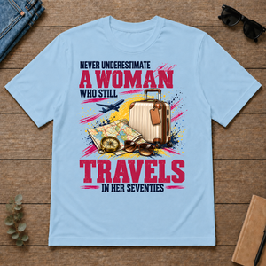 A Woman Still Travels In Her Seventies - light-blue - TS2D-LightBlue