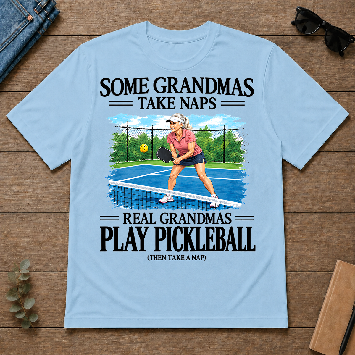 Real Grandmas Play Pickleball - light-blue - TS2D-LightBlue