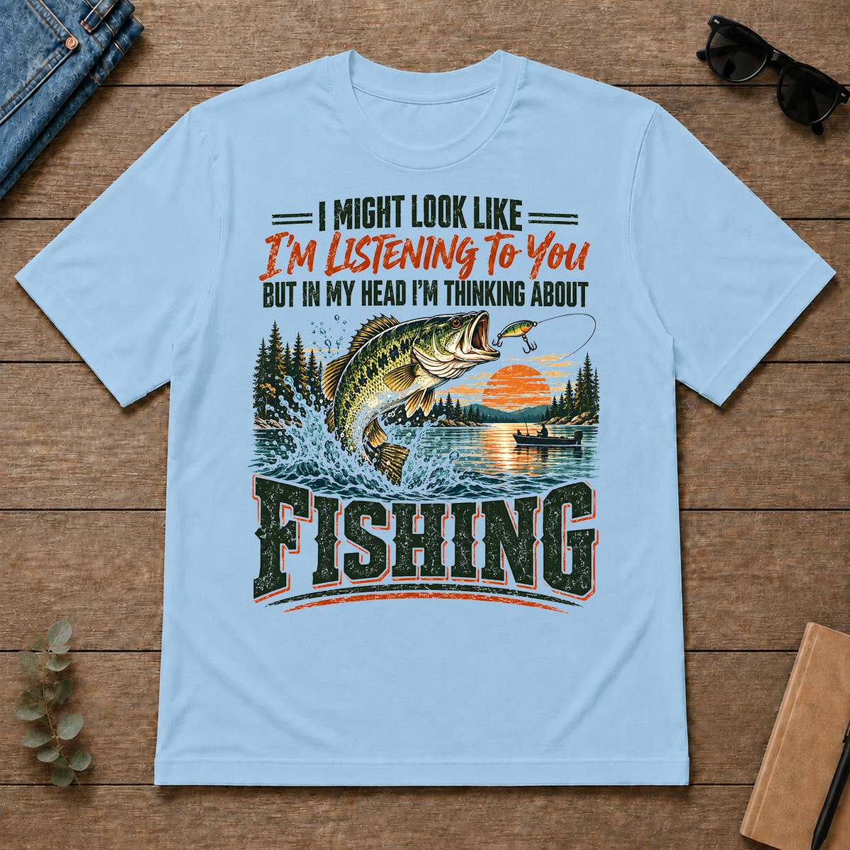 I'm Thinking About Fishing - light-blue - TS2D-LightBlue