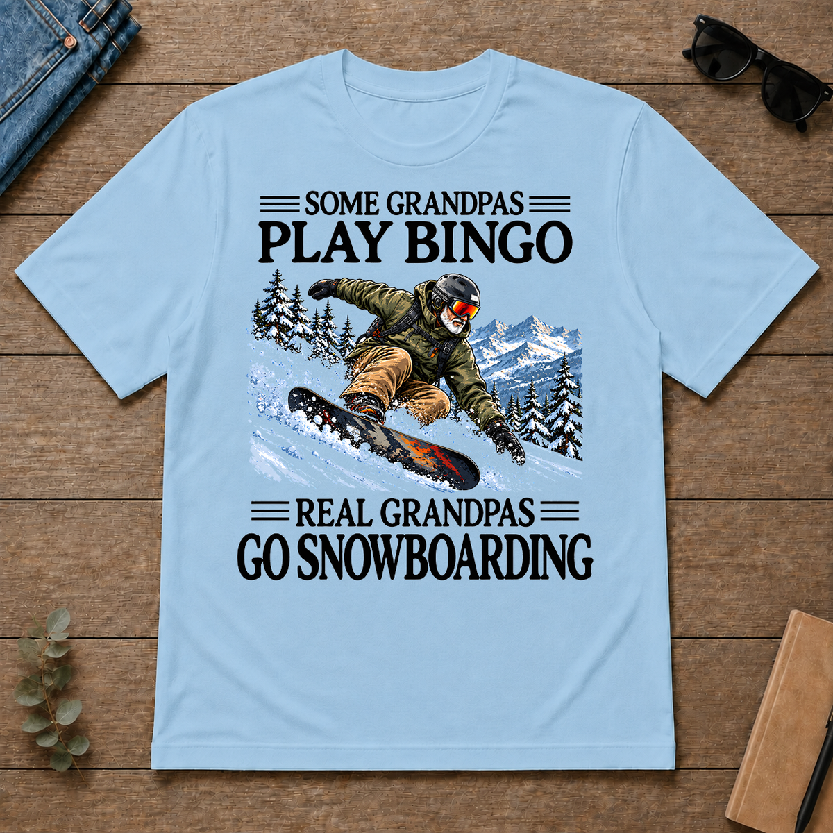 Some Grandpas Play Bingo Real Grandpas Go Snowboarding - light-blue - TS2D-LightBlue
