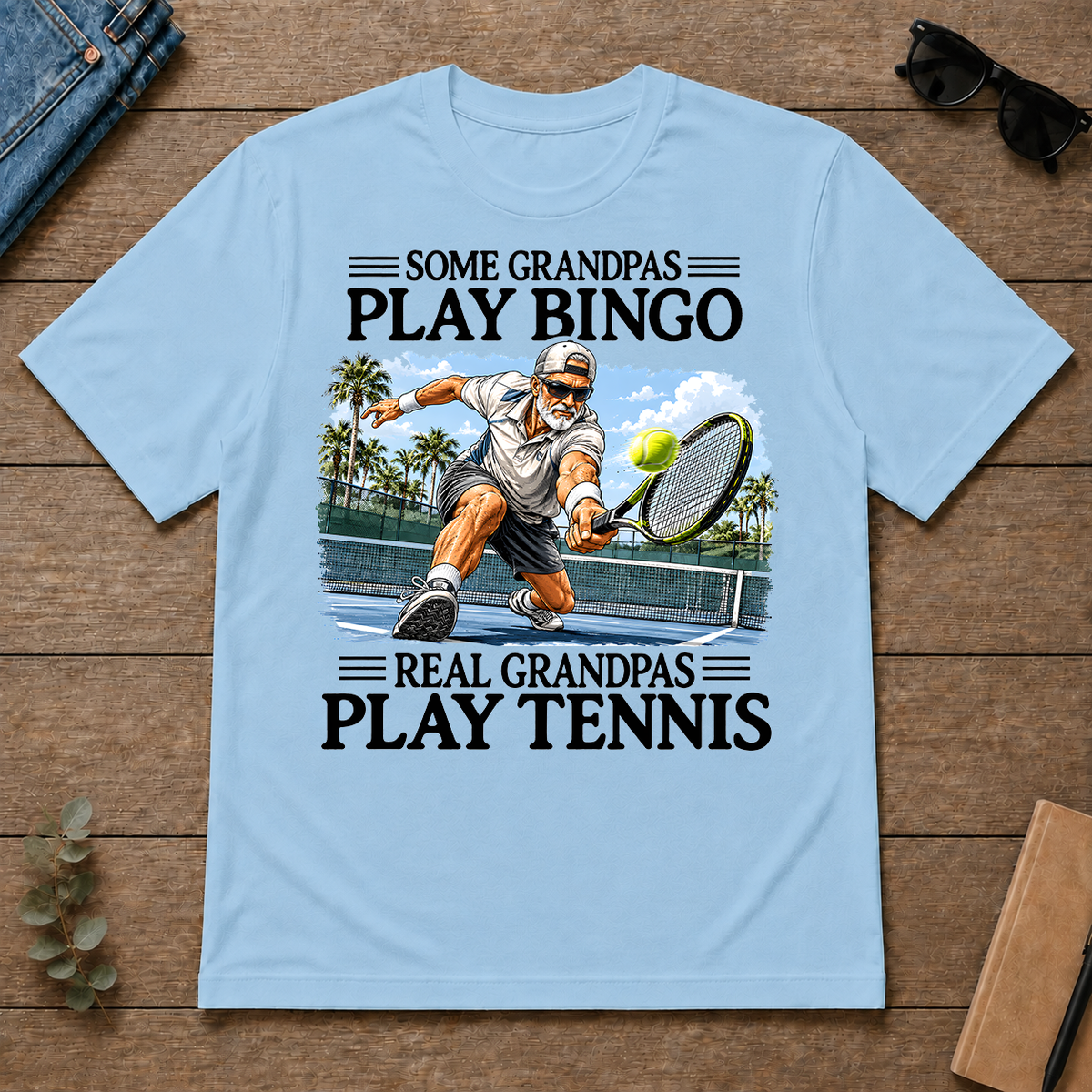 Some Grandpas Play Bingo Real Grandpas Play Tennis - light-blue - TS2D-LightBlue