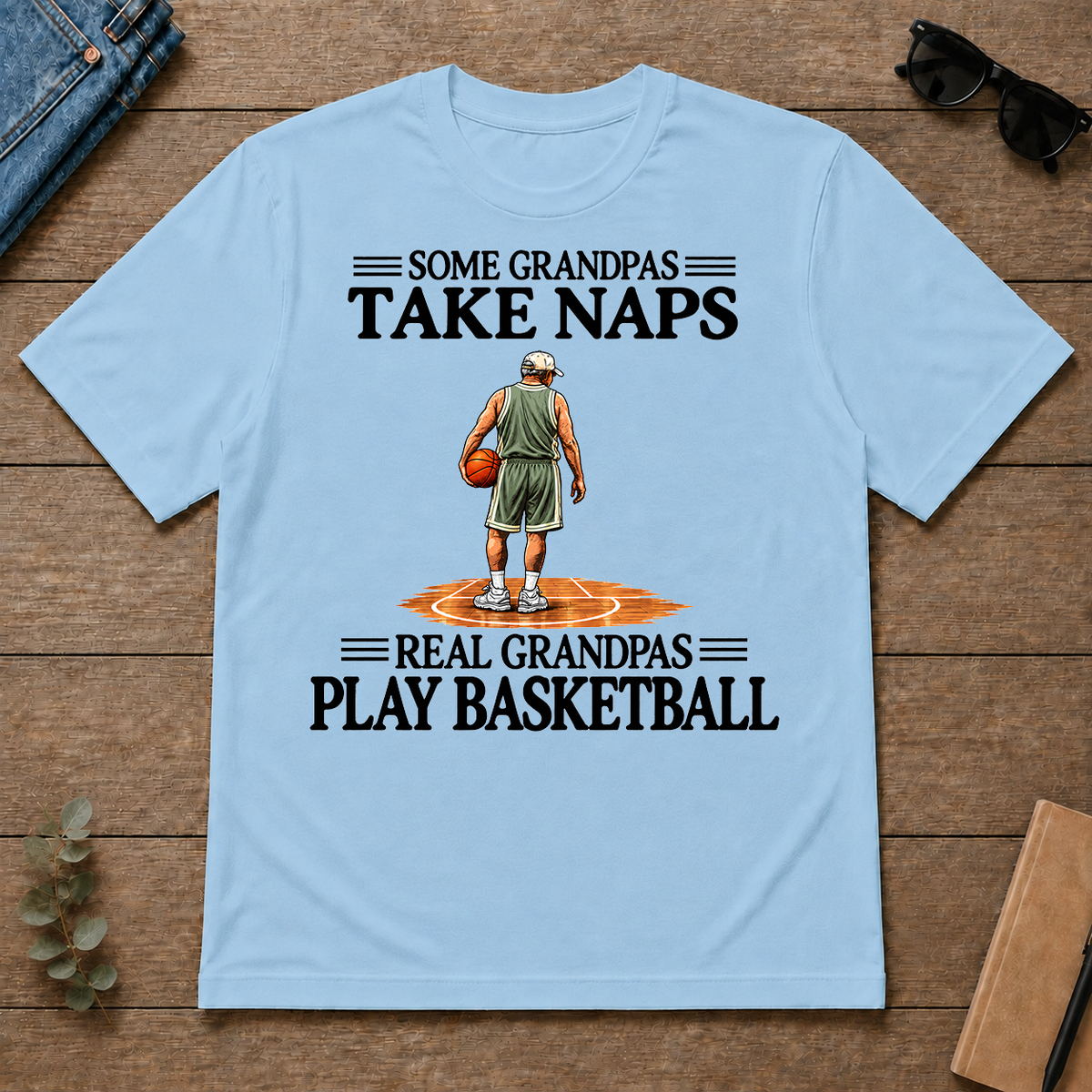 Real Grandpas Play Basketball Vintage - light-blue - TS2D-LightBlue