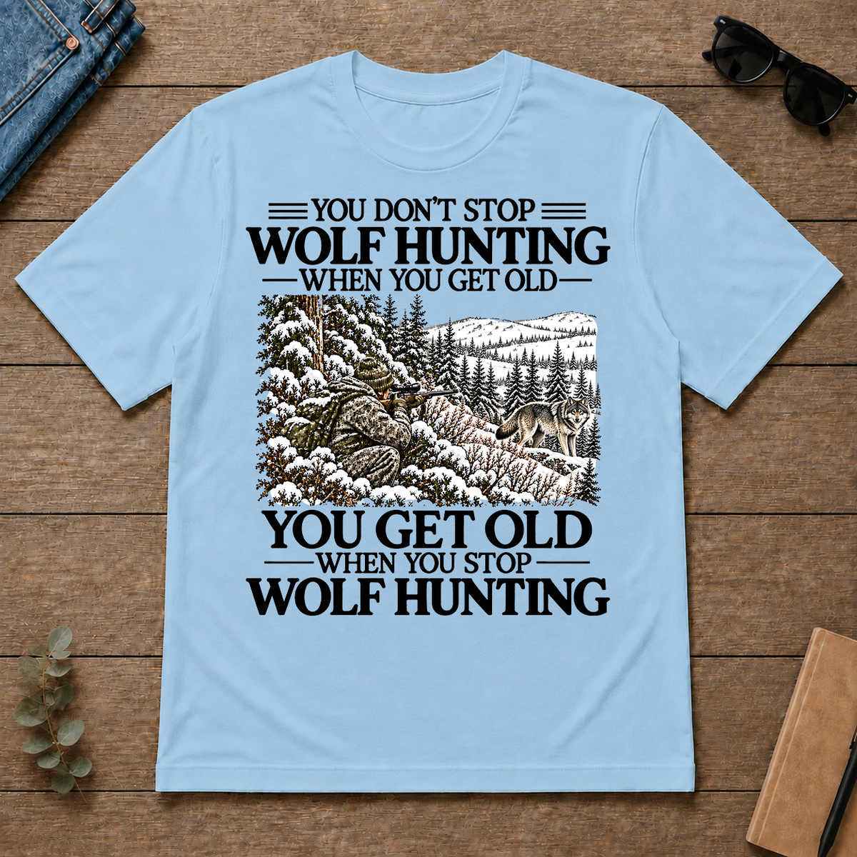 Don't Stop Winter Wolf Hunting Snow - light-blue - TS2D-LightBlue