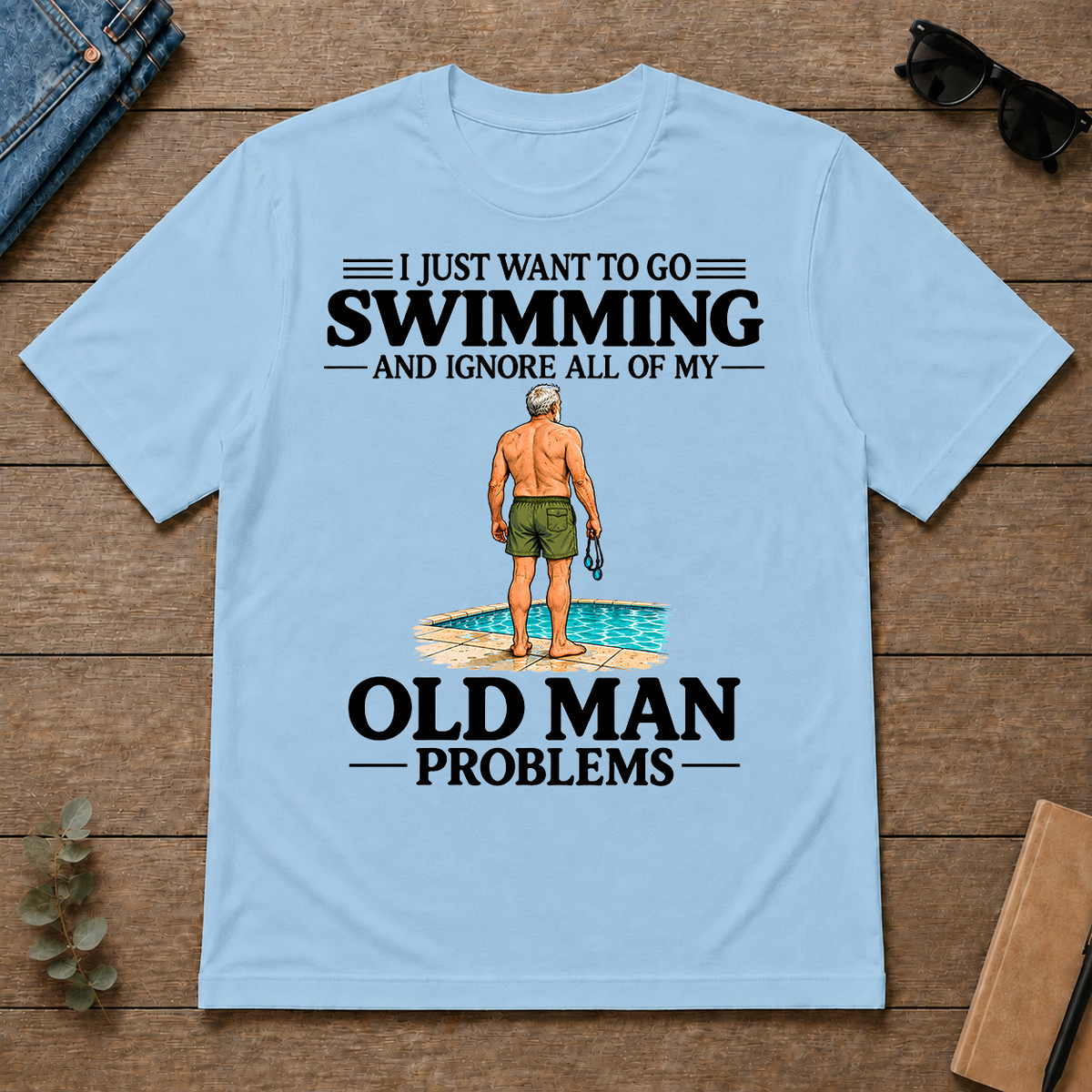 I Just Want To Go Swimming Vintage Men - light-blue - TS2D-LightBlue