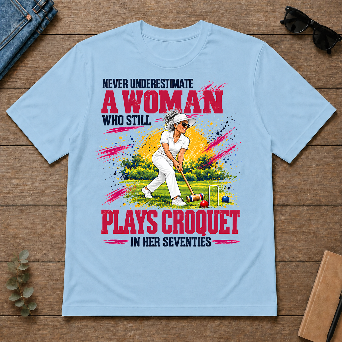 A Woman Still Plays Croquet In Her 70s - light-blue - TS2D-LightBlue