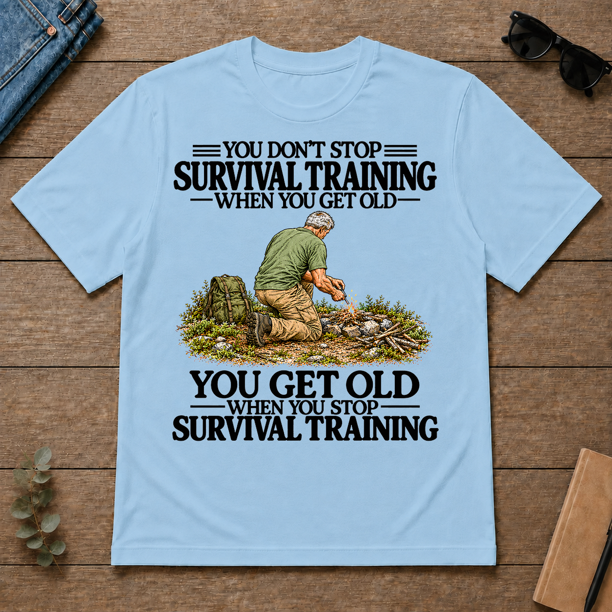 Don't Stop Survival Training Vintage Art - light-blue - TS2D-LightBlue