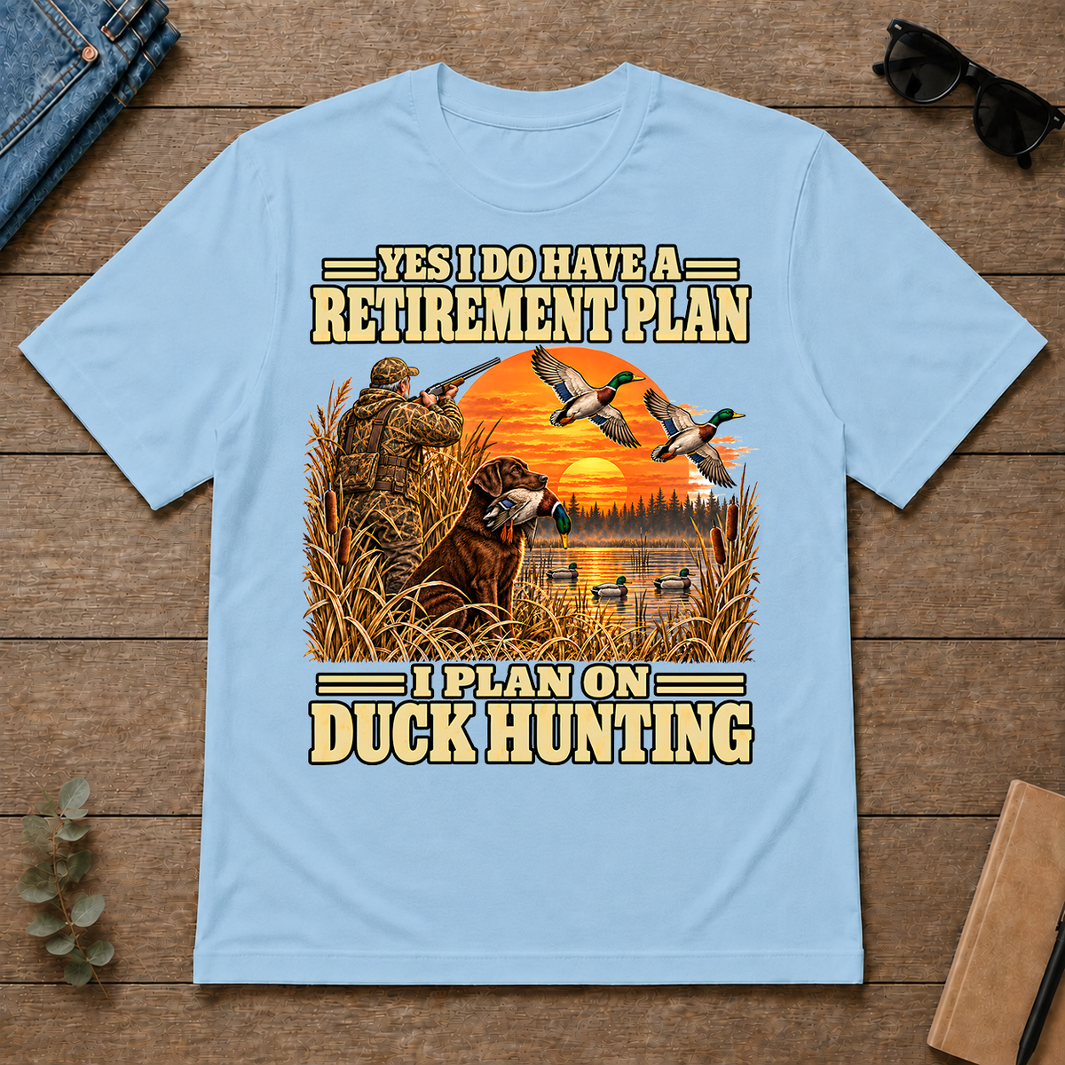 I Plan On Duck Hunting Vintage - light-blue - TS2D-LightBlue