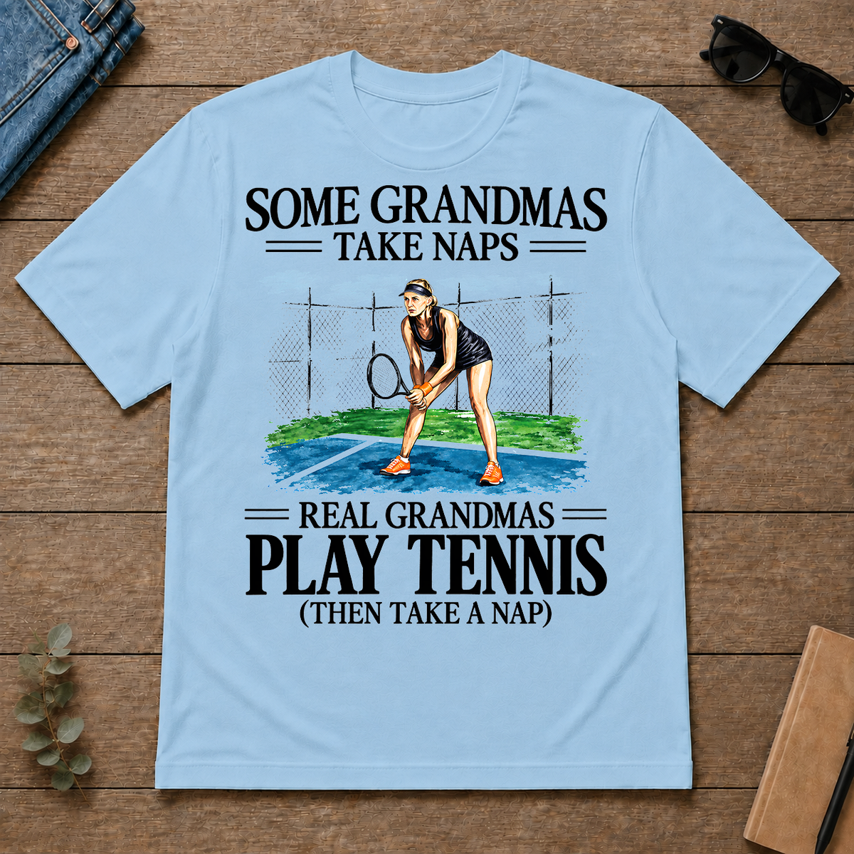 1 Real Grandmas Play Tennis - light-blue - TS2D-LightBlue