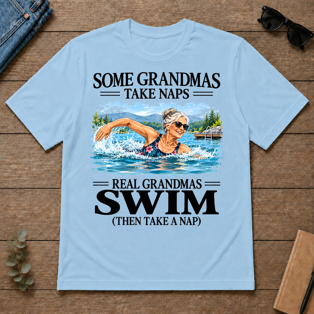 Real Grandmas Swim - light-blue - TS2D-LightBlue