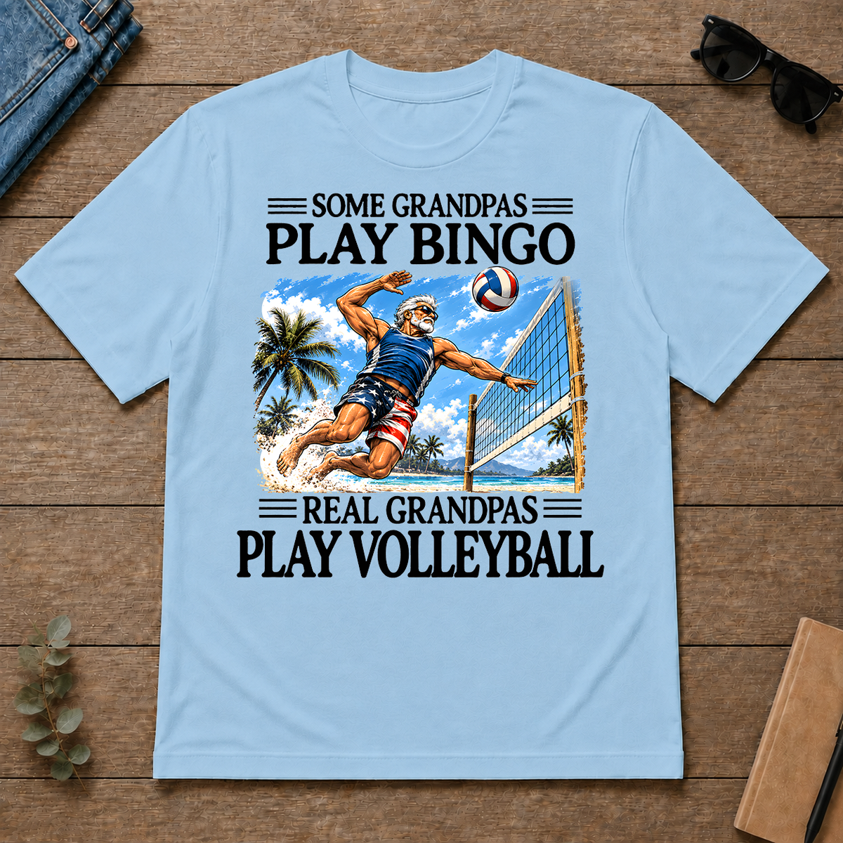 Some Grandpas Play Bingo Real Grandpas Play Volleyball - light-blue - TS2D-LightBlue