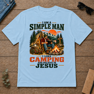 I Like Camping And Believe In Jesus - light-blue - TS2D-LightBlue