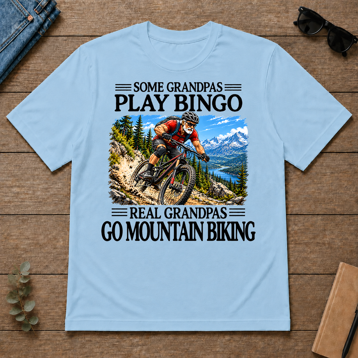 Some Grandpas Play Bingo Real Grandpas Go Mountain Biking - light-blue - TS2D-LightBlue
