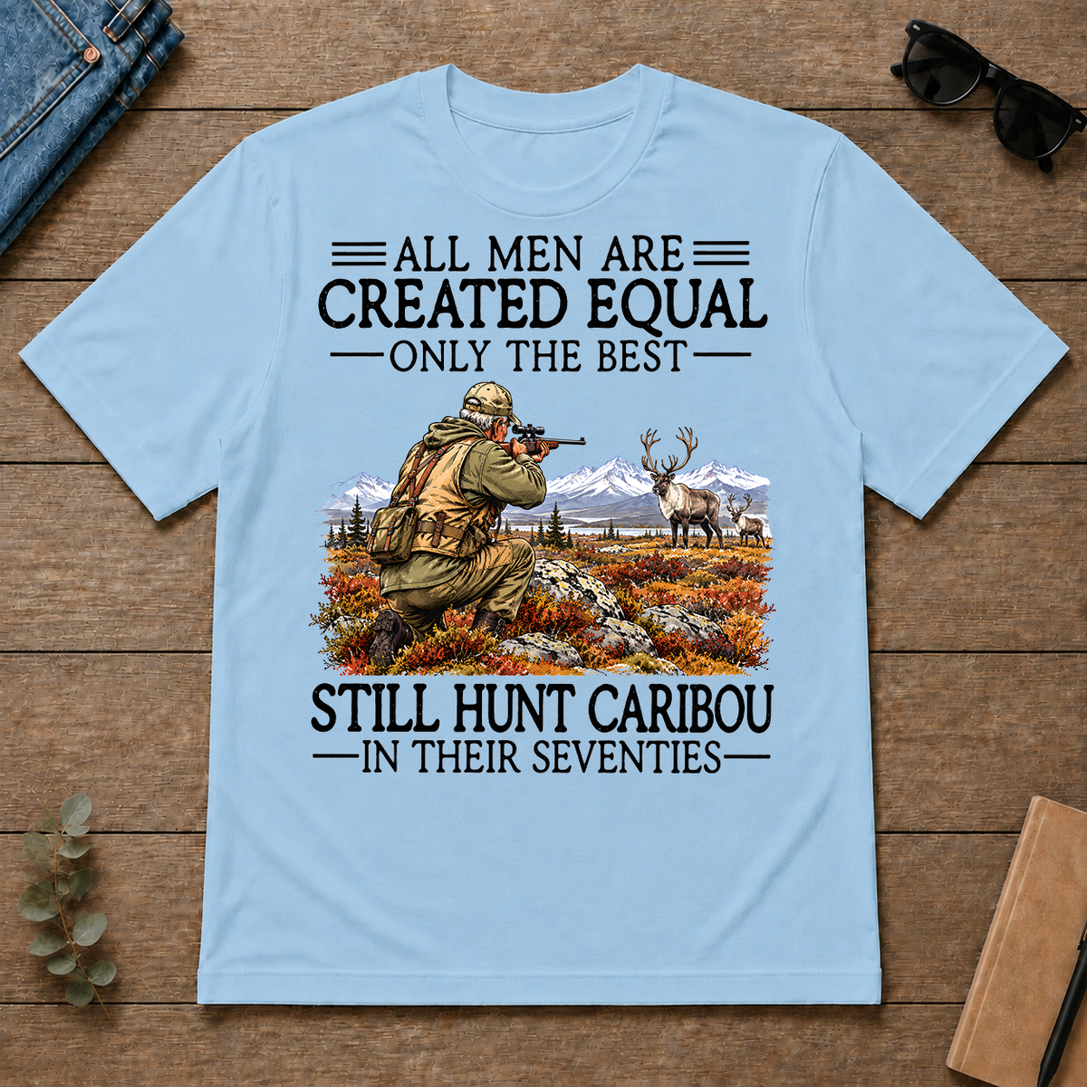 All Men Are Created Equal Caribou Hunting 70s - light-blue - TS2D-LightBlue