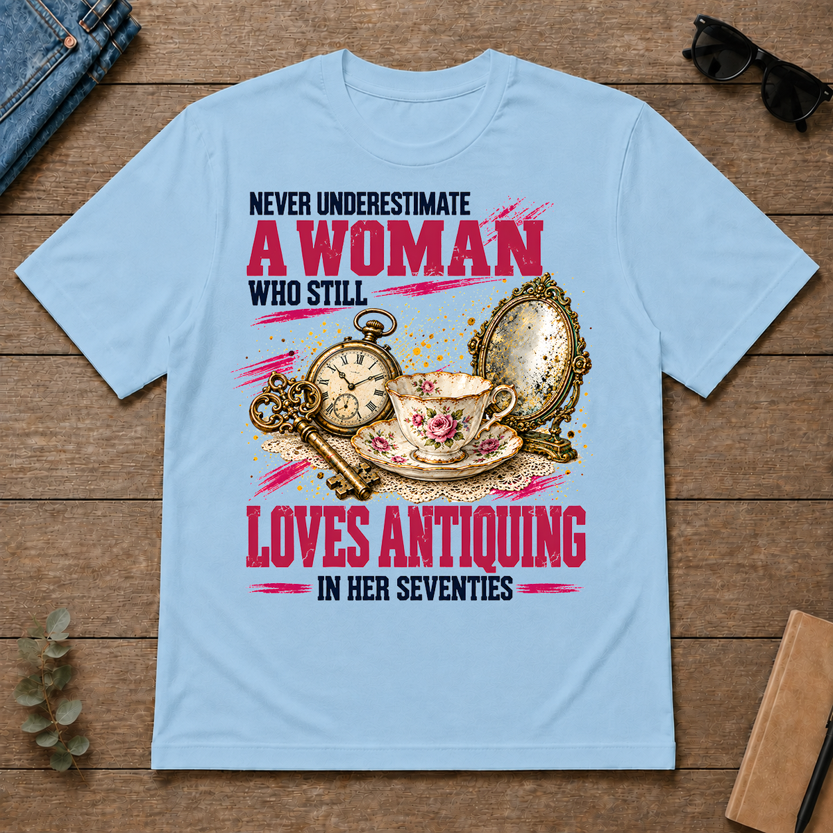 A Woman Still Loves Antiquing In Her Seventies - light-blue - TS2D-LightBlue