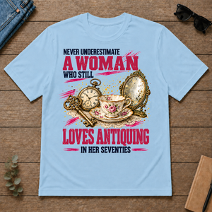A Woman Still Loves Antiquing In Her Seventies - light-blue - TS2D-LightBlue