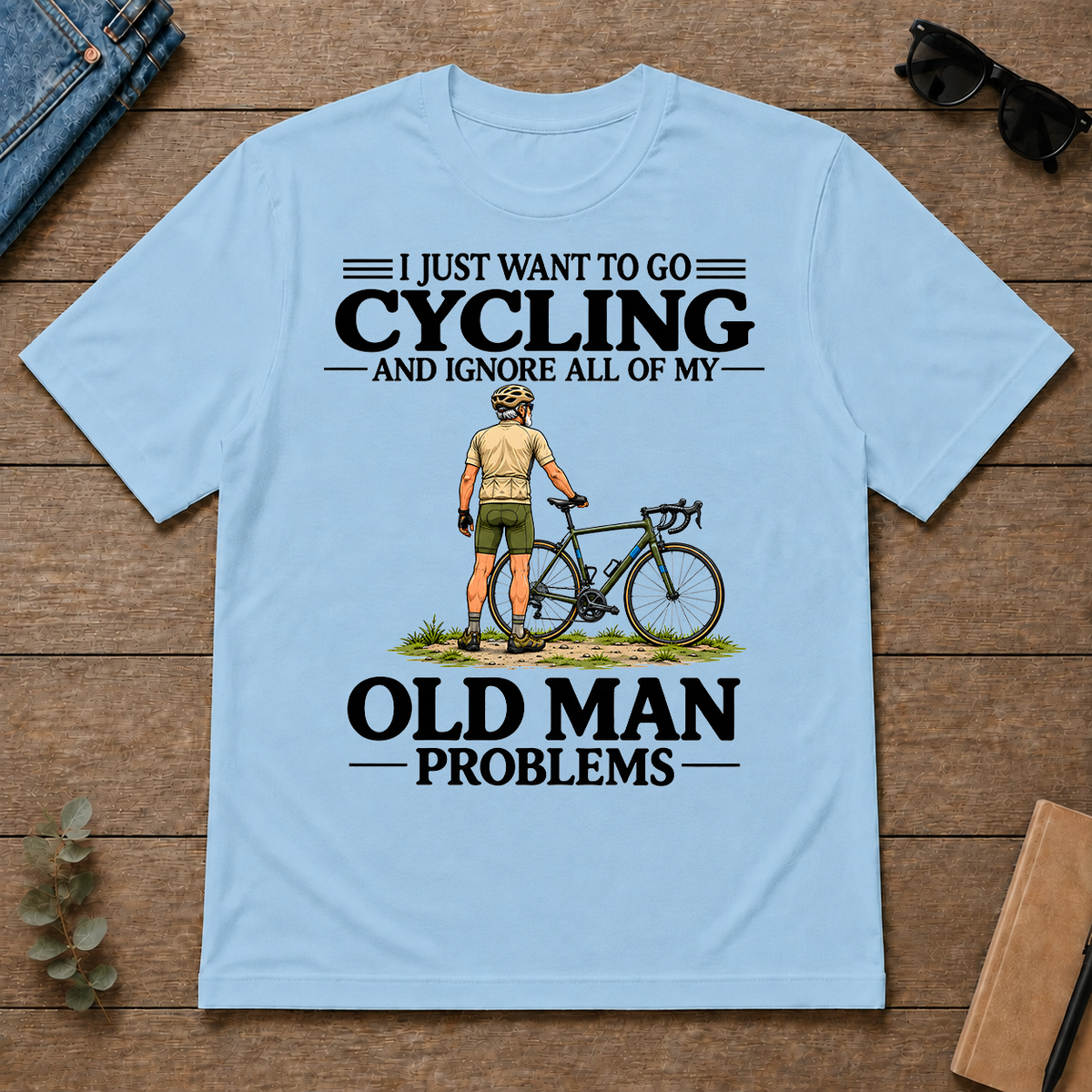 I Just Want To Go Cycling Vintage Men - light-blue - TS2D-LightBlue