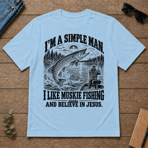 I like Muskie Fishing Believe In Jesus - light-blue - TS2D-LightBlue