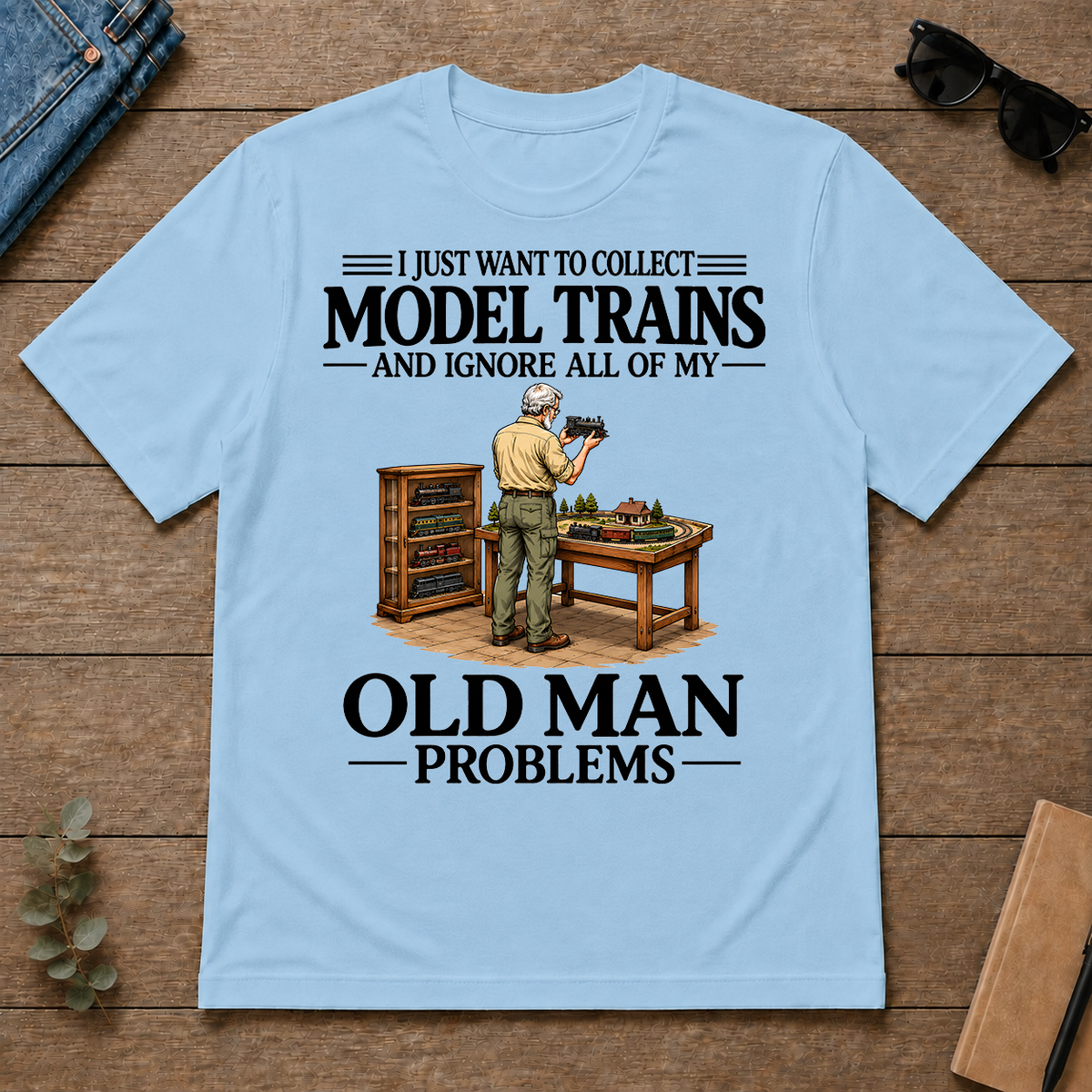I Just Want To Collect Model Trains - light-blue - TS2D-LightBlue
