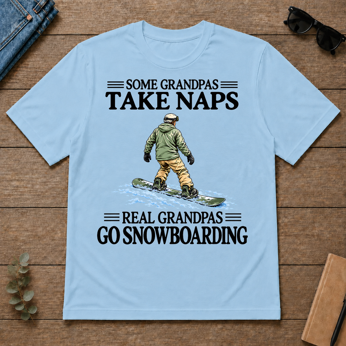 Real Grandpas Go Snowboarding Vintage - light-blue - TS2D-LightBlue