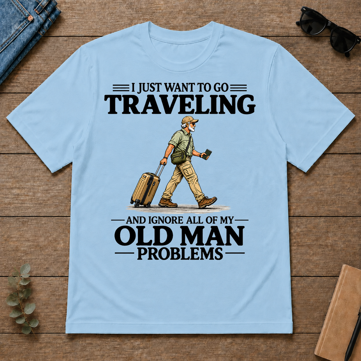 I Just Want To Go Traveling Vintage - light-blue - TS2D-LightBlue