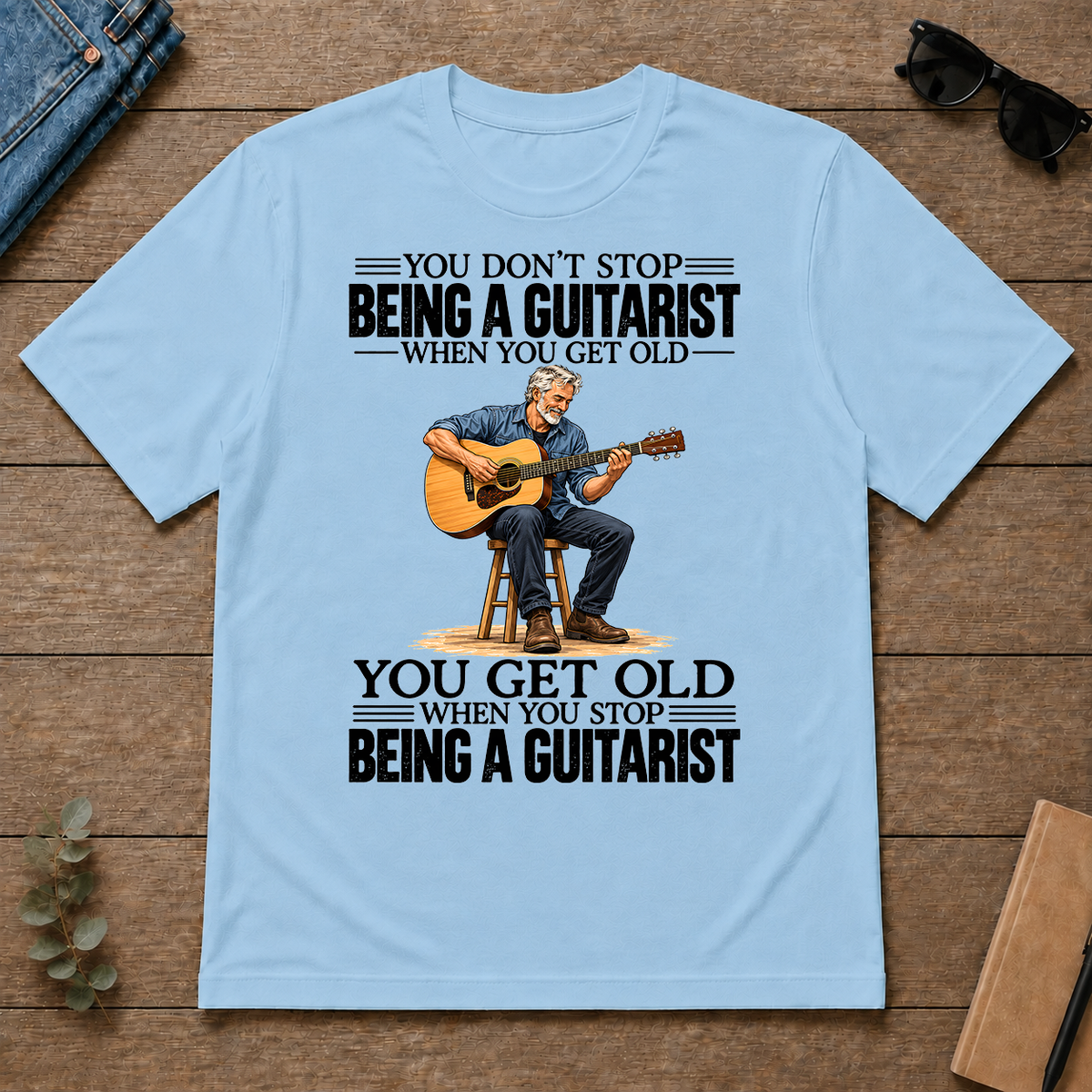 Vintage You Get Old When You Stop Being A Guitarist - light-blue - TS2D-LightBlue