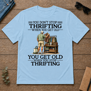 Don't Stop Thrifting Vintage Art - light-blue - TS2D-LightBlue